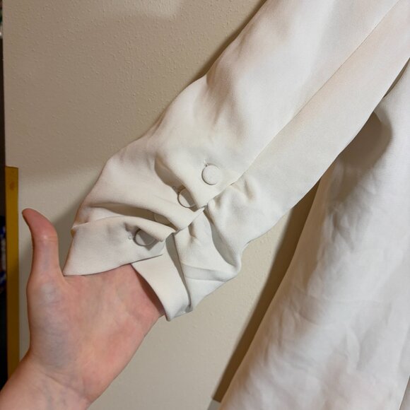 Cinq a Sept Khloe Crepe 3/4-Sleeve Blazer White - Picture 15 of 16